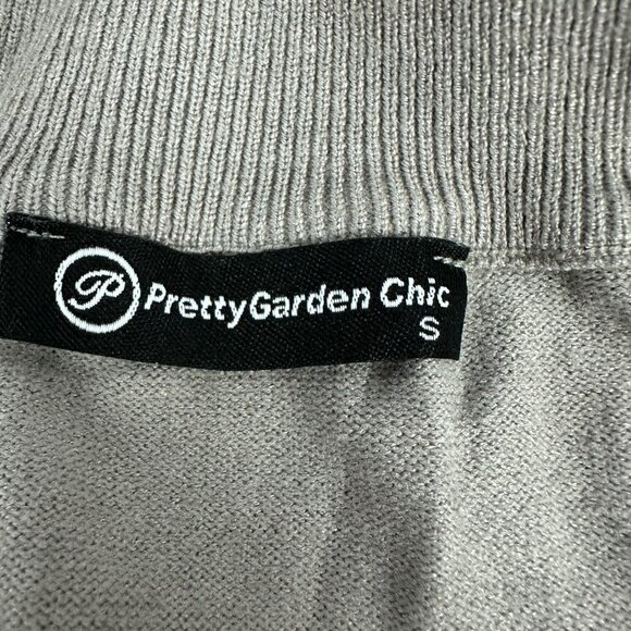 PrettyGarden Chic Gray Half Zip Knit Pullover Sweater Kangaroo Pocket Size S - Picture 4 of 6